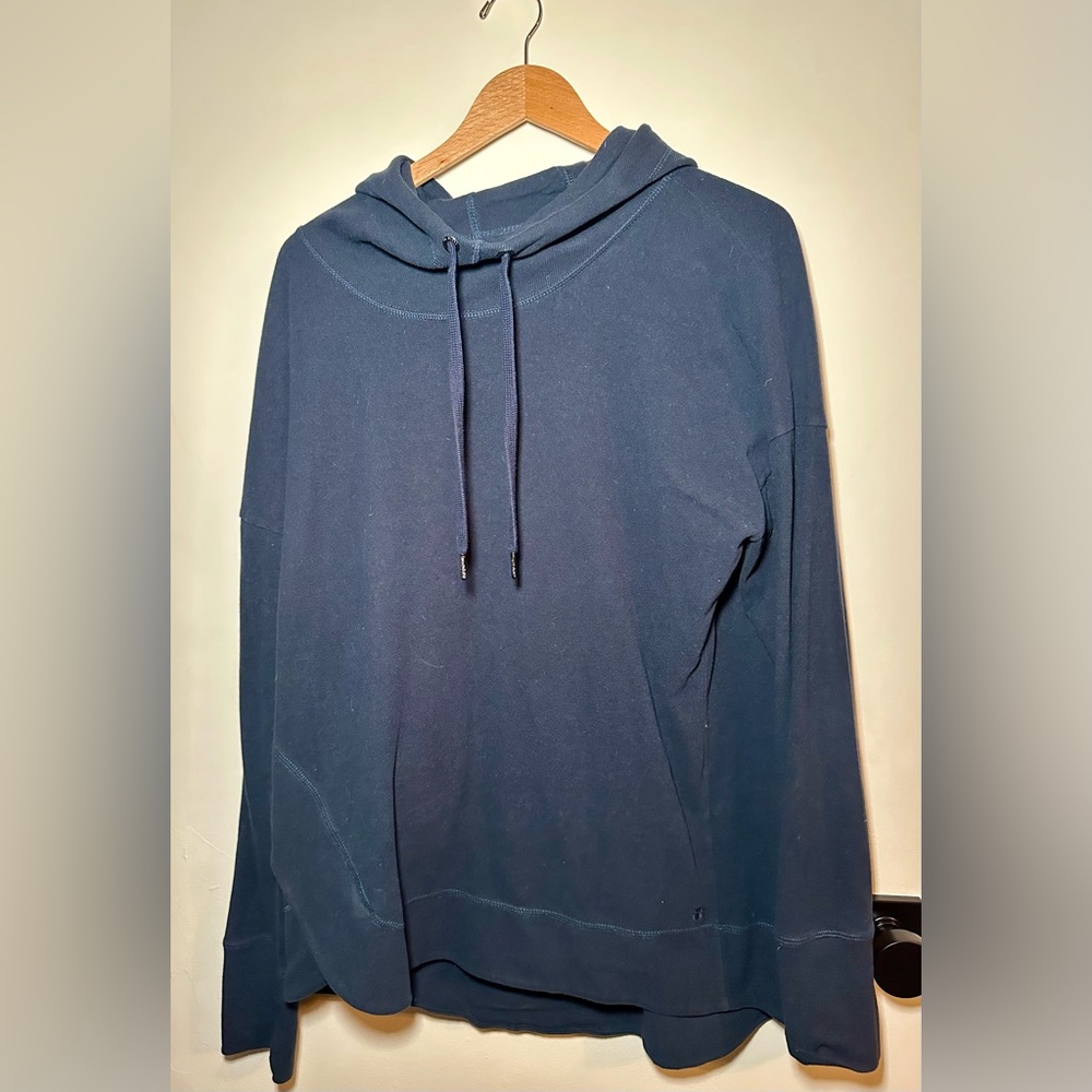 Sweaty Betty navy blue Escape Luxe fleece sweatshirt tunic with hood Size XXL